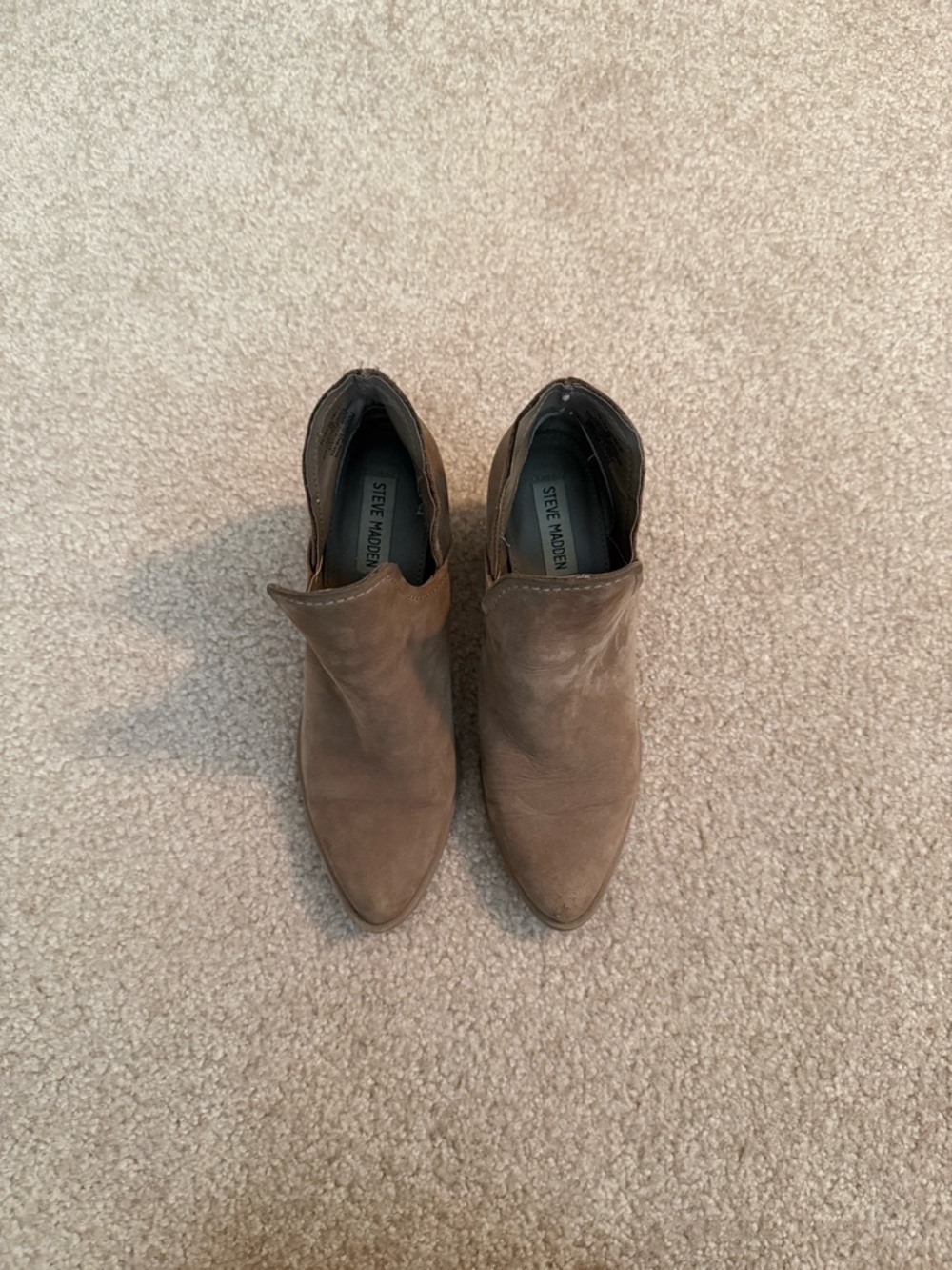 Steve Madden Petra Taupe Slip-On Ankle Booties with Block Heel - Picture 4 of 8